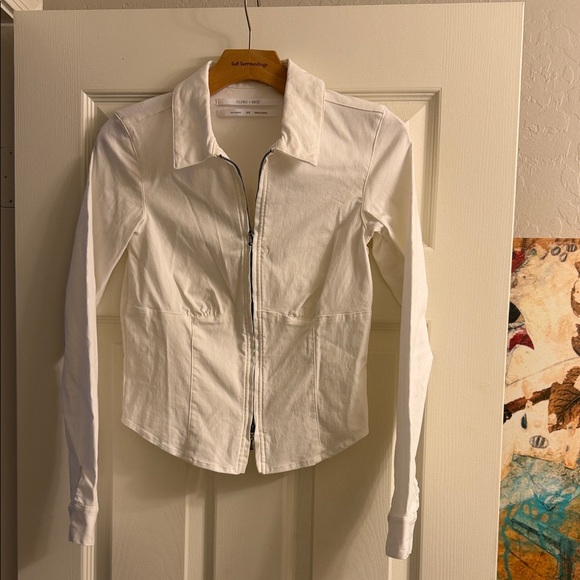 silence + noise Jackets & Blazers - Silence + Noice White Zip Jacket